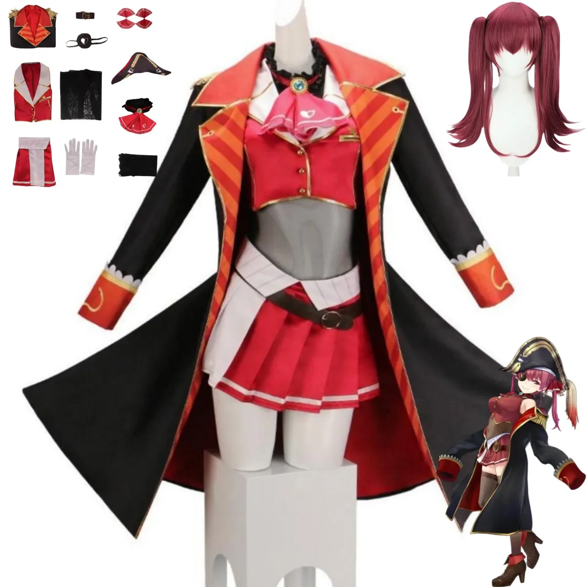 Anime Marin Cosplay - Virtual YouTuber Houshou Marine Cosplay Costume
