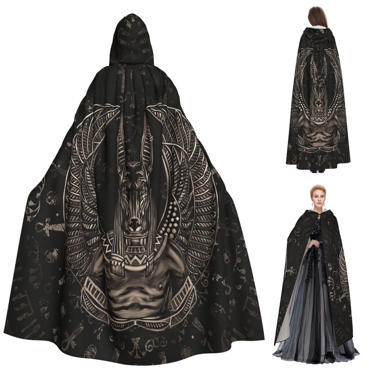 Egypt Cosplay Anime - Anubis Egyptian God Sepia Long Hooded