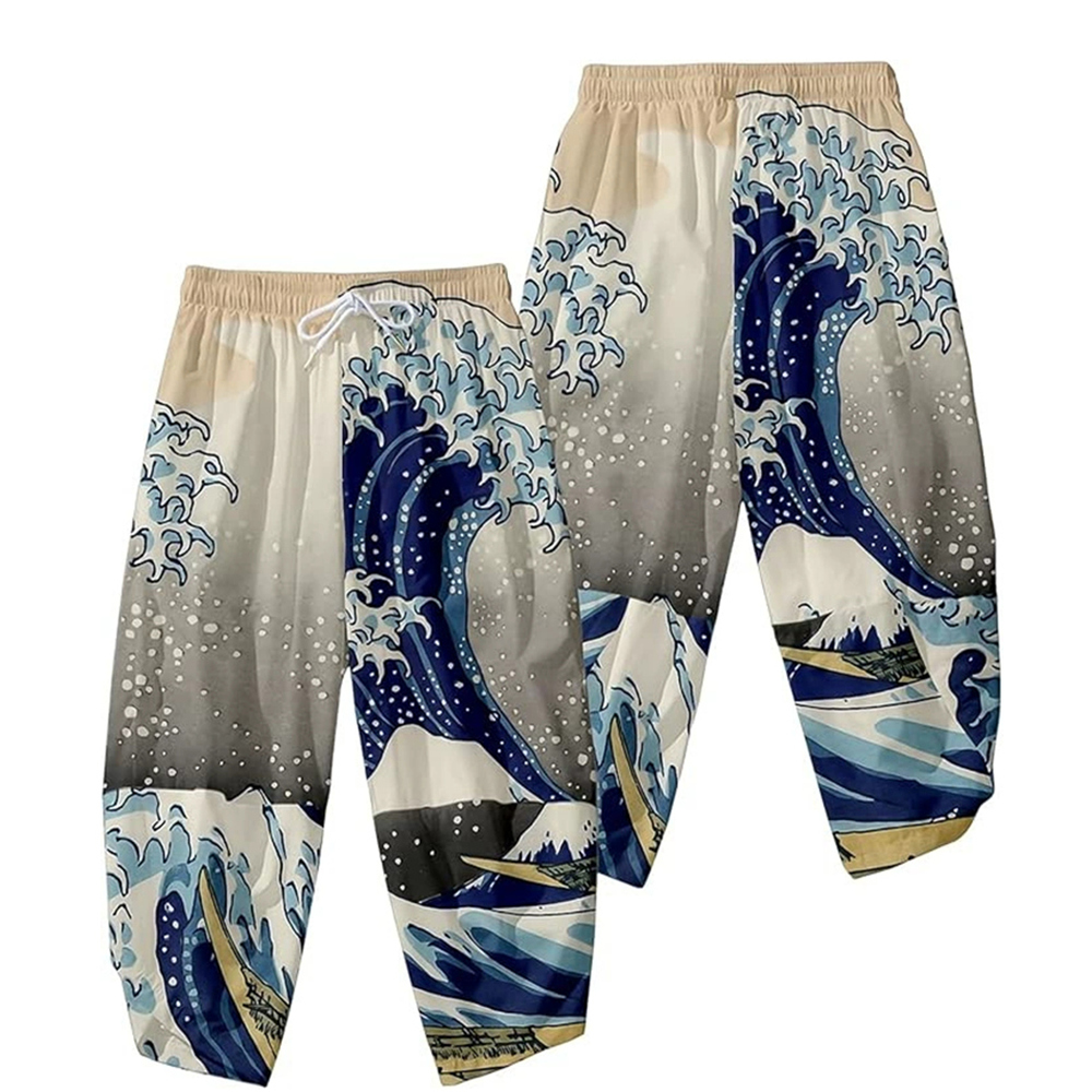 Asian Cosplay Anime - 3D Kimono Pants Vintage Bloom Pants