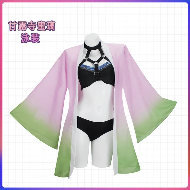 Anime Cosplay Nezuko - Anime Agatsuma Zenitsu Cosplay Costume Swimsuit