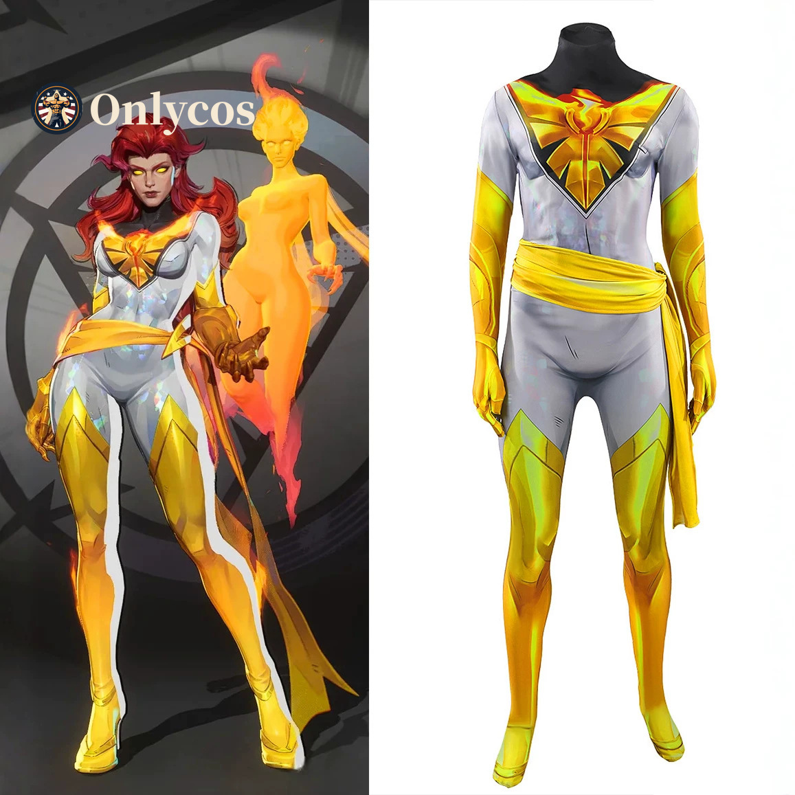Anime Cosplay Bodysuit - Rivals White Crown Phoenix Jean Grey