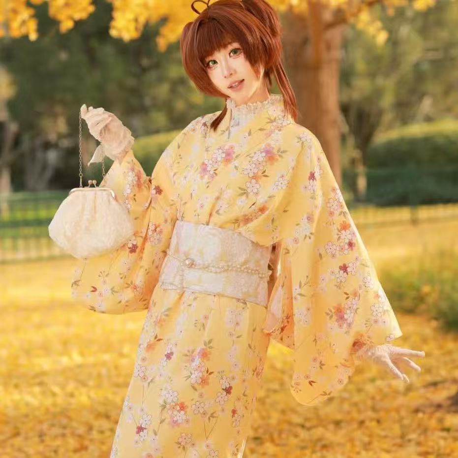 Asian Cosplay Anime - Cute Yellow Kimono Girls Japanese Style