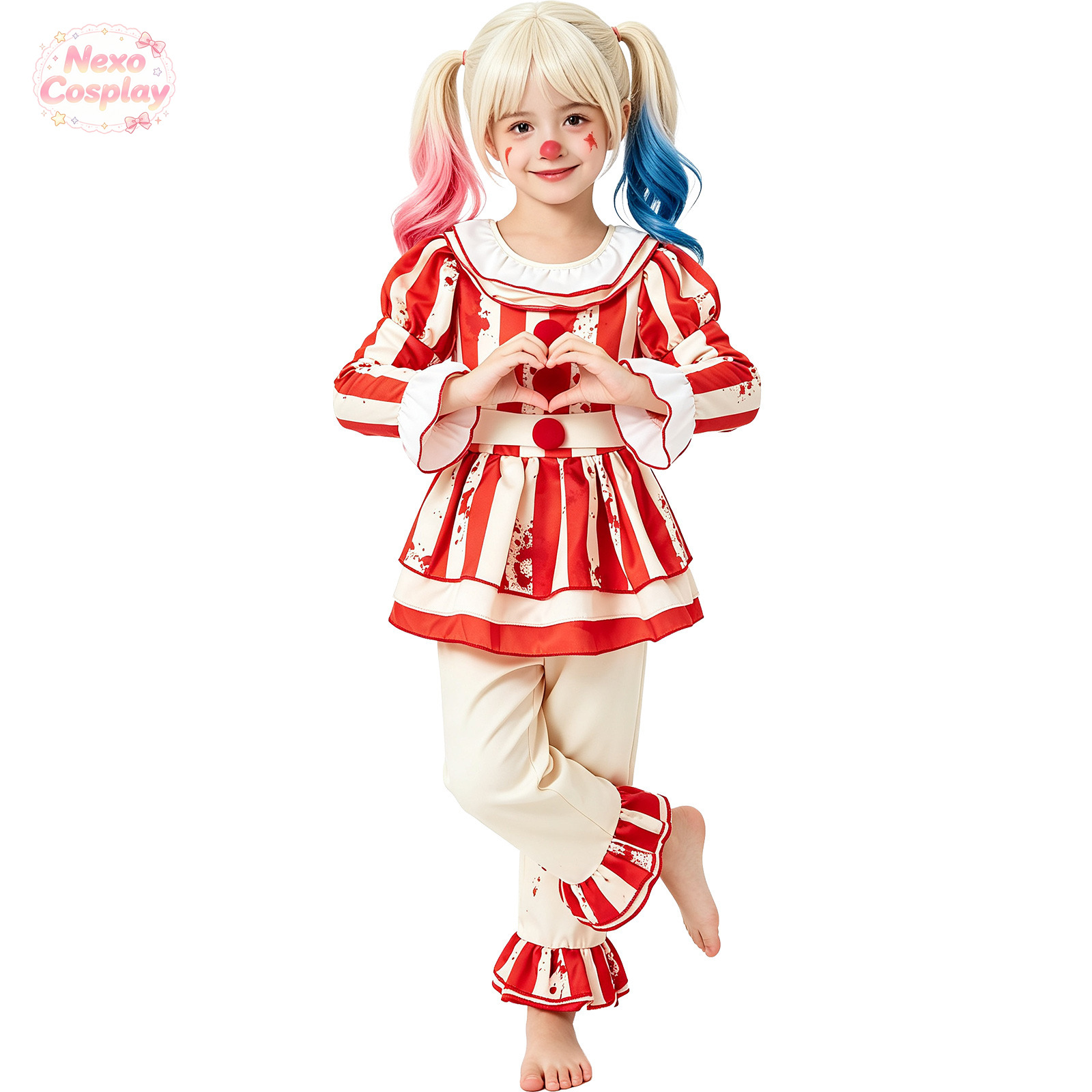 Kids Red White Striped Horror  - Anime Cosplay Kid review and price