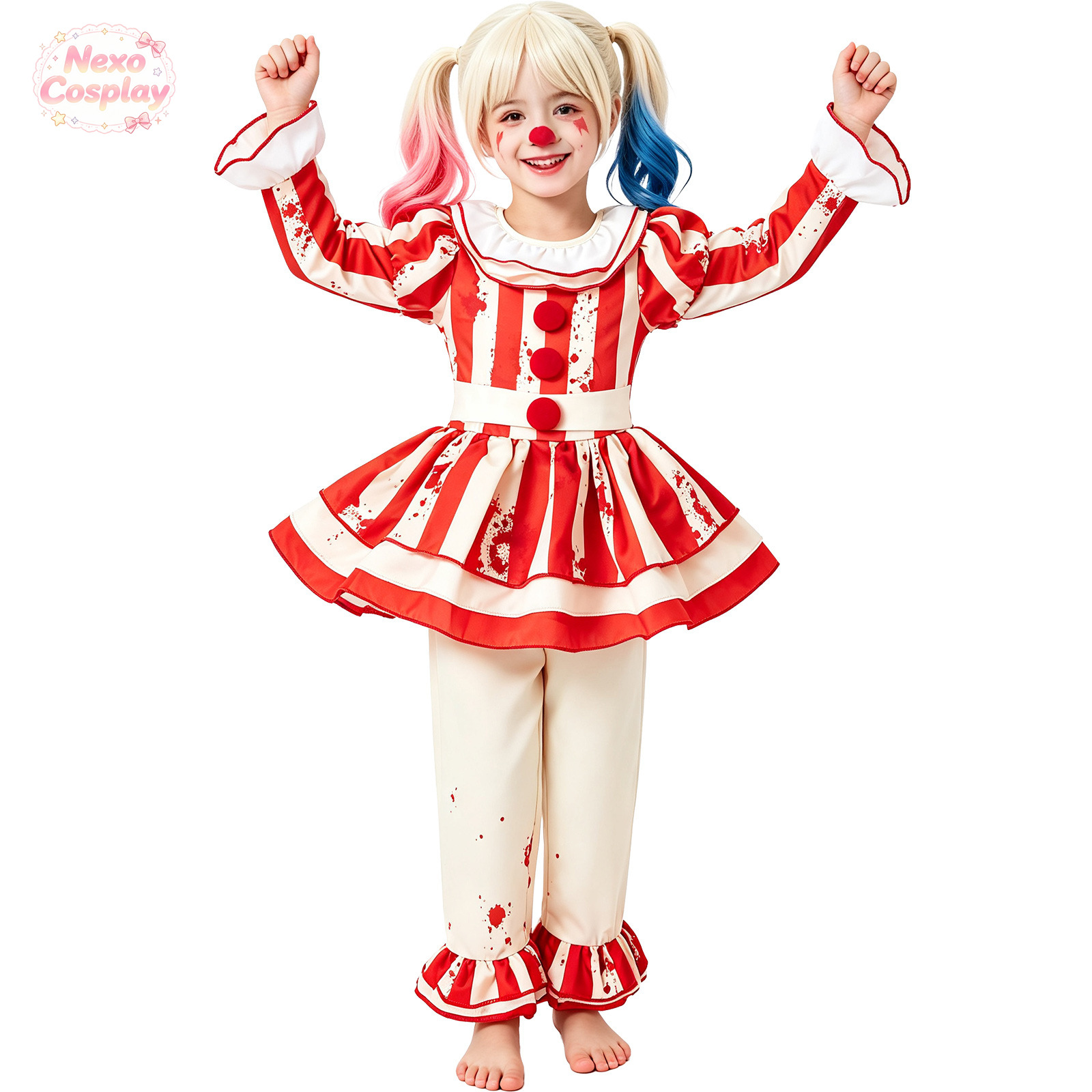 Kids Red White Striped Horror  - Anime Cosplay Kid review and price