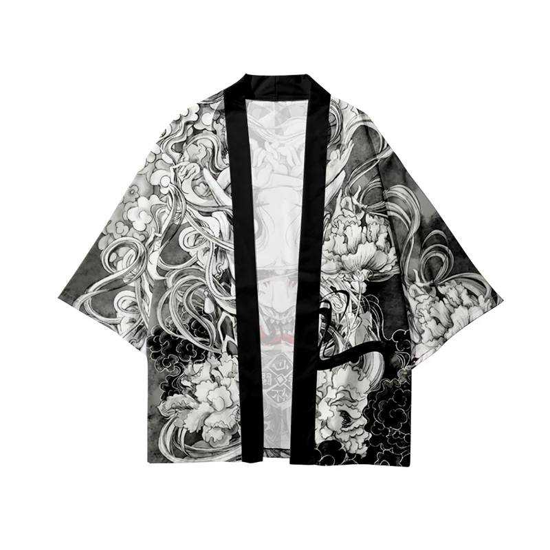 Demon Print Samurai Shirt Clot - Asian Cosplay Anime review and price