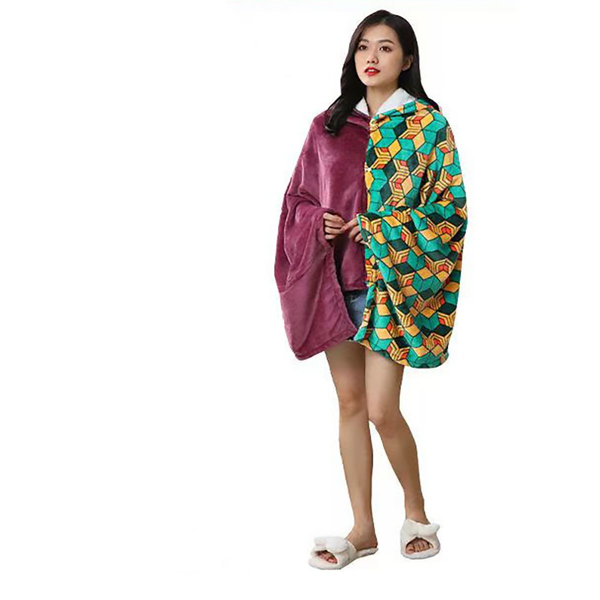 Anime Flannel Blanket Hoodie S - Anime Cosplay Nezuko review and price