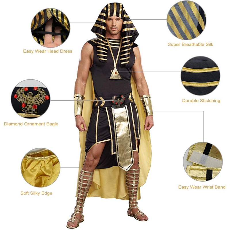 Men Egyptian Costume Set 7 Pcs - Egypt Cosplay Anime review and price
