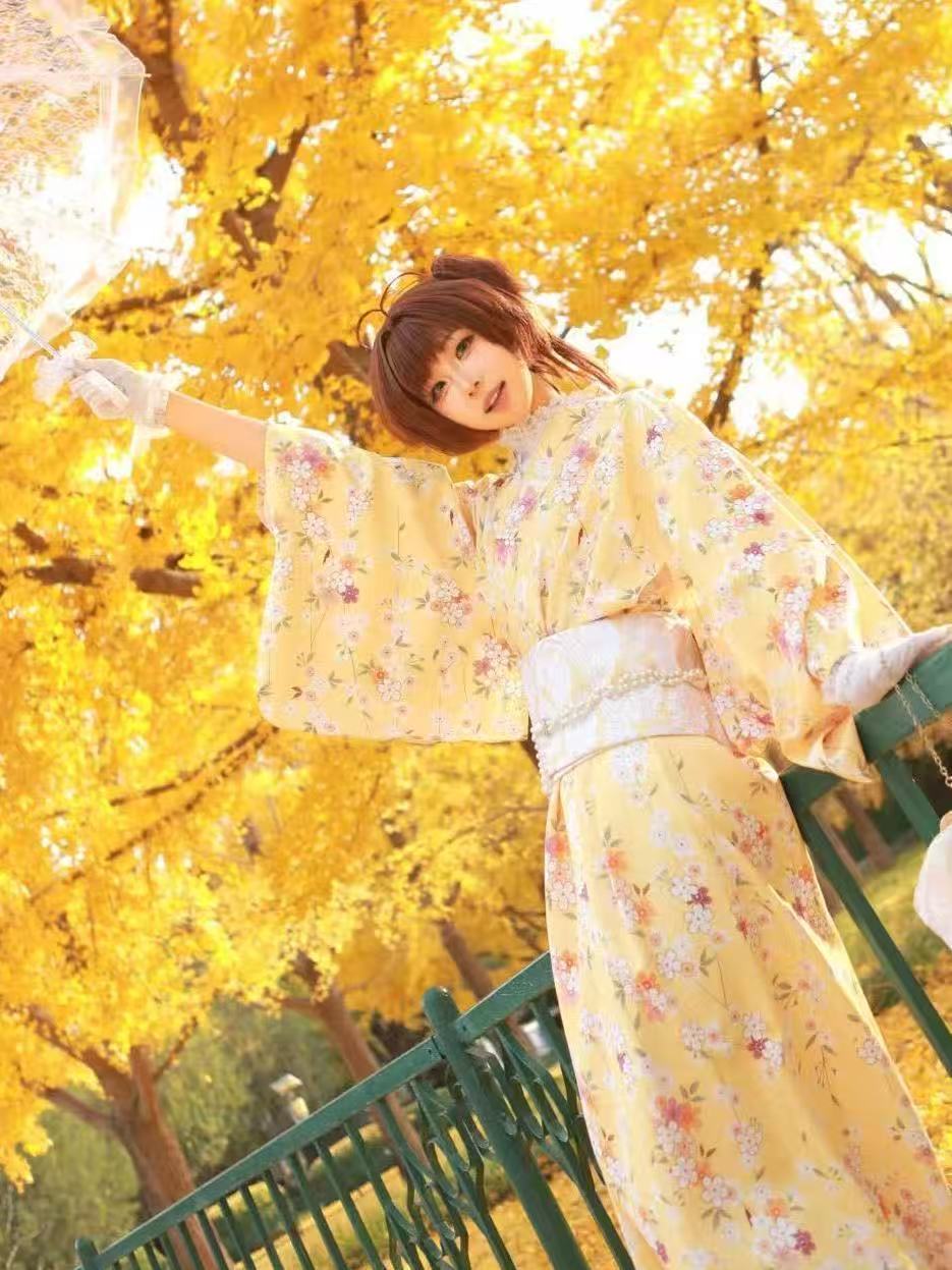 Cute Yellow Kimono Girls Japan - Asian Cosplay Anime review and price